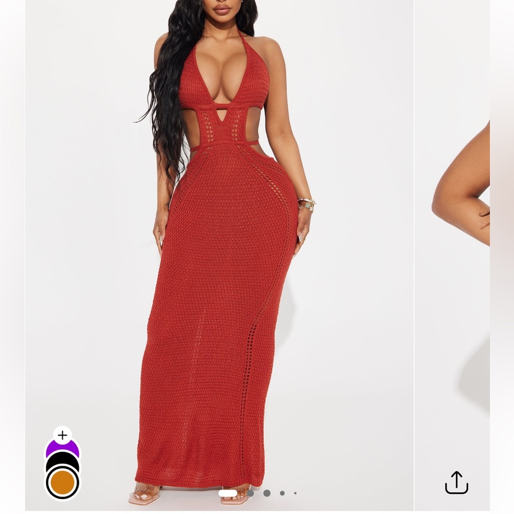 Rust Crochet Maxi Dress